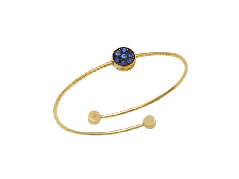 SPRING BRACELET IN YELLOW GOLD, BLUE SAPPHIRES AND BLUE ENAMEL PAILLETTES CHANTECLER 42314